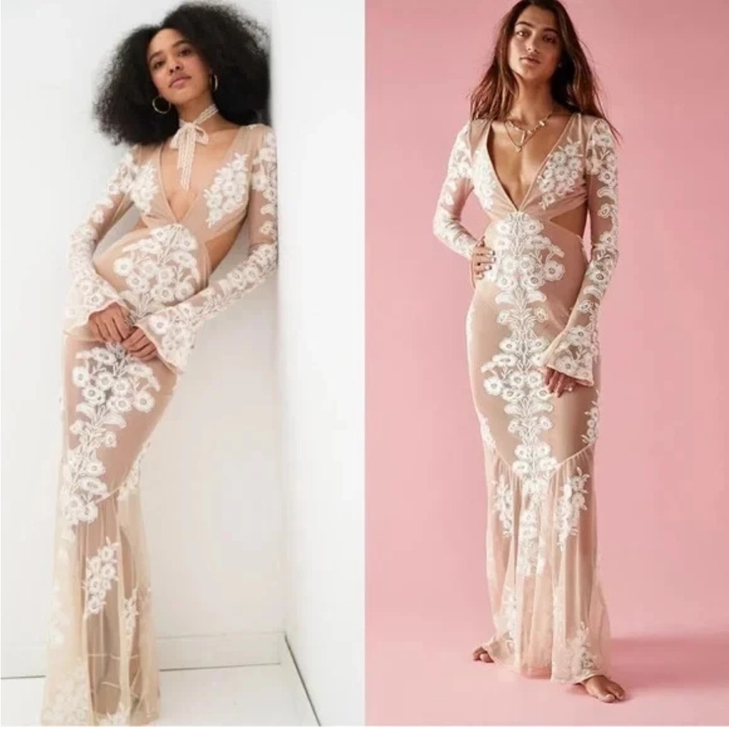 Free People For Love & Lemons Temecula Cut Out Maxi Dress Nwot